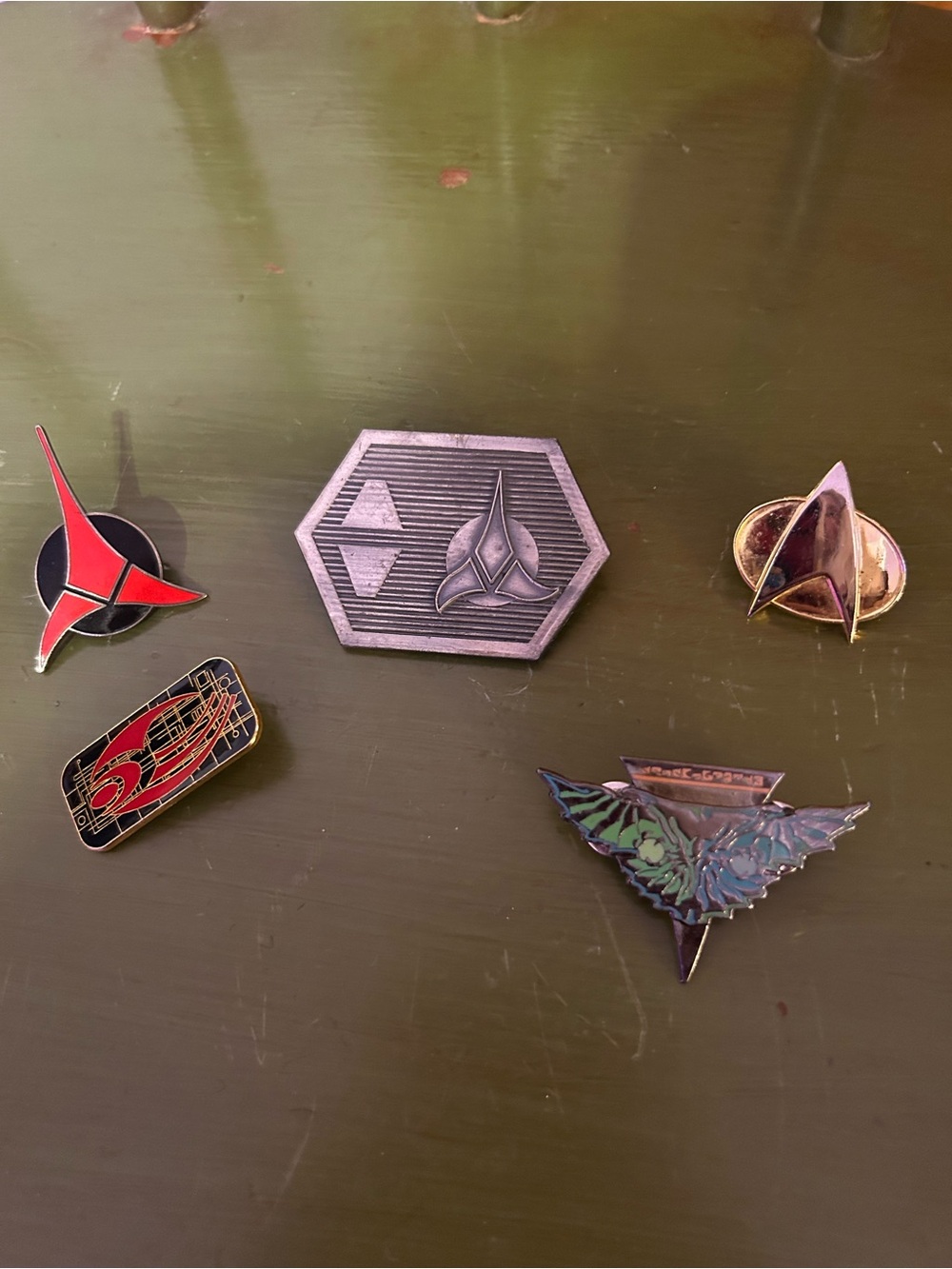 Vintage Star Trek Pin Set - Red, Black, Silver